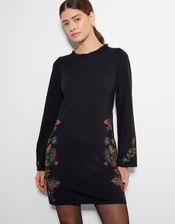 Elle Embroidered Tunic Dress, Black (BLACK), large