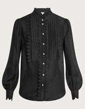 Iva Lace Trim Blouse, Black (BLACK), large