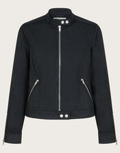 Sasha Suedette Biker Jacket, Black (BLACK), large