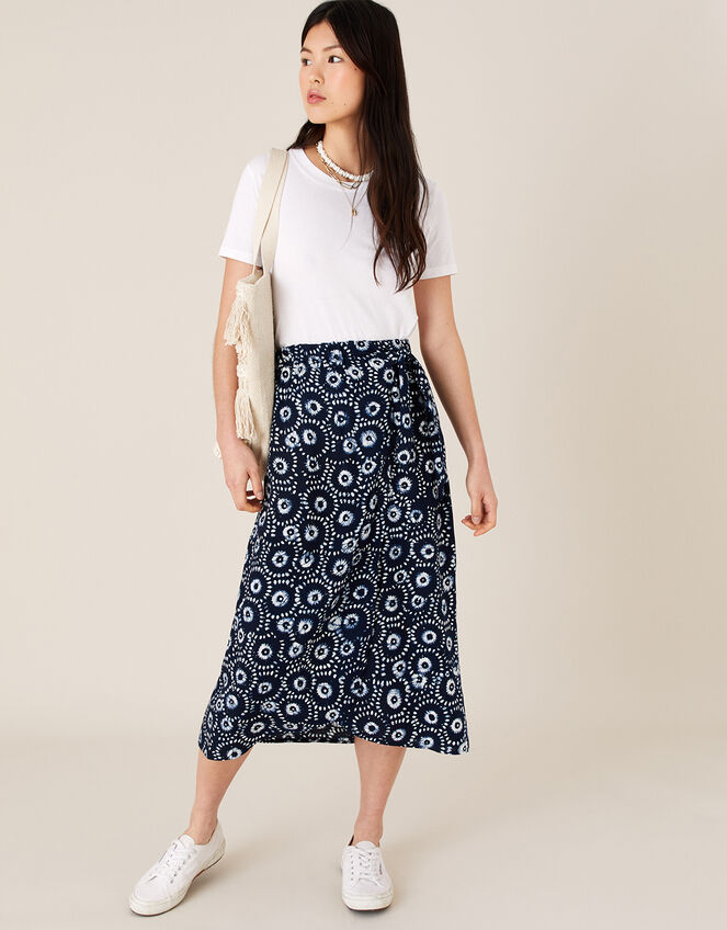 ARTISAN STUDIO Batik Print Wrap Skirt Blue | Artisan | Monsoon UK.
