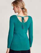 Round Tie Back Scoop Jumper , Teal (TEAL), large