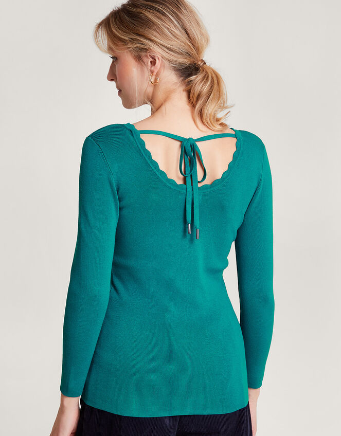 Round Tie Back Scoop Jumper , Teal (TEAL), large