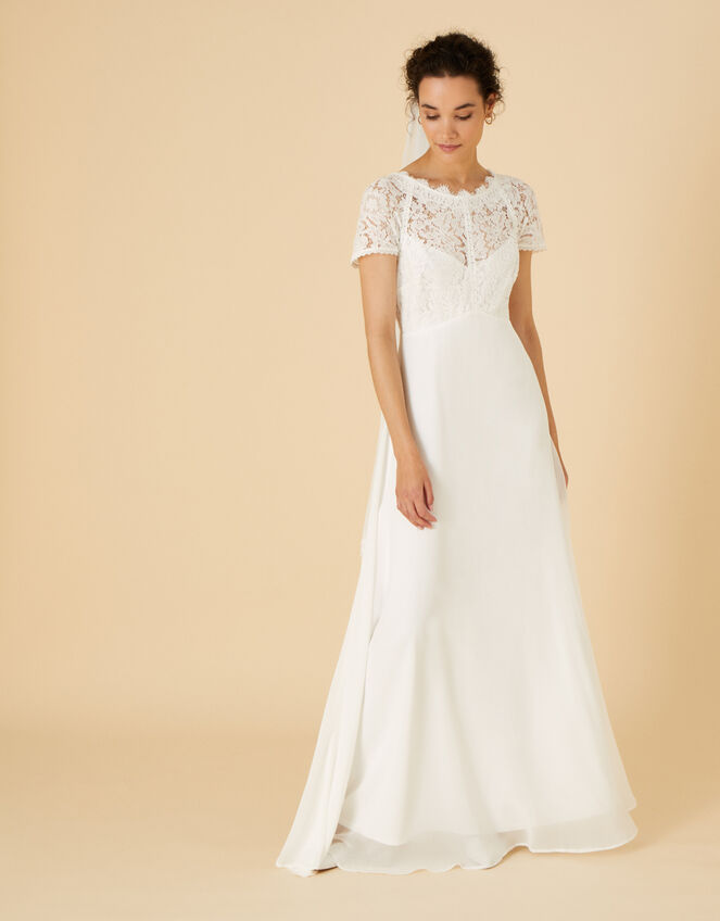 Elizabeth Chantilly Lace Bridal Maxi Dress Ivory, 57% OFF