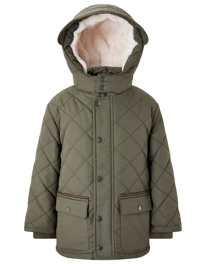 Quilted Coat with Hood Green