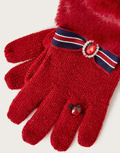 Bow Ring Gloves, Red (RED), large