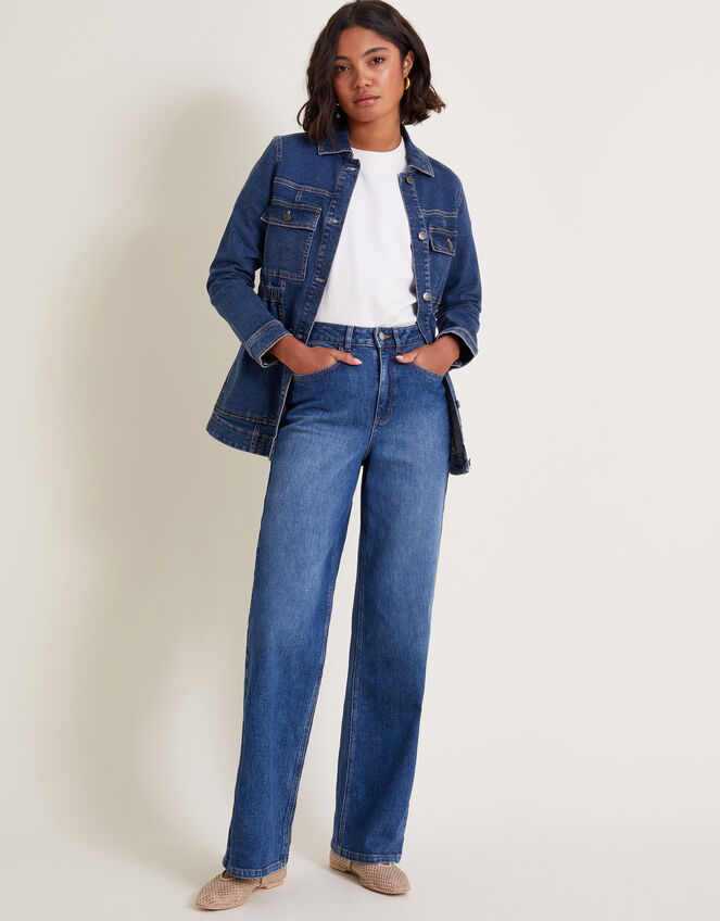 Melanie Stretch Denim Jacket, Blue (DENIM BLUE), large