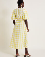 Zola Gingham Short Sleeve Midi Dress, Yellow (YELLOW), large