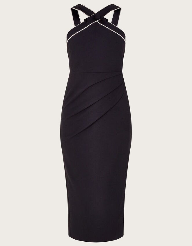 Diana Diamante Halterneck Dress, Black (BLACK), large