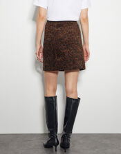 Aida Leopard Print Button Mini Skirt, Brown (BROWN), large