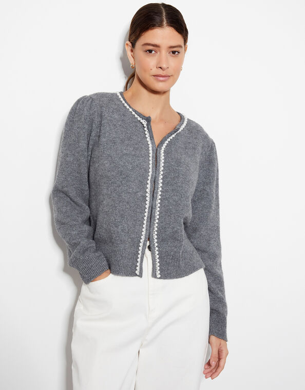 Pia Pearl Cardigan , Grey (GREY), large