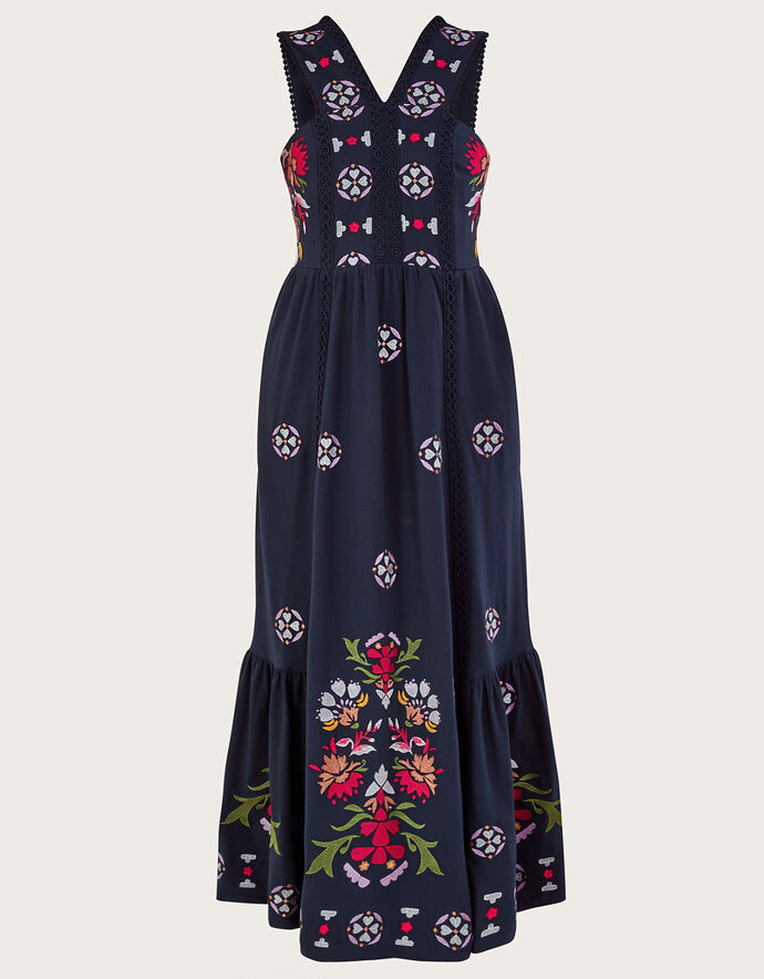 Embroidered Jersey Sundress Blue