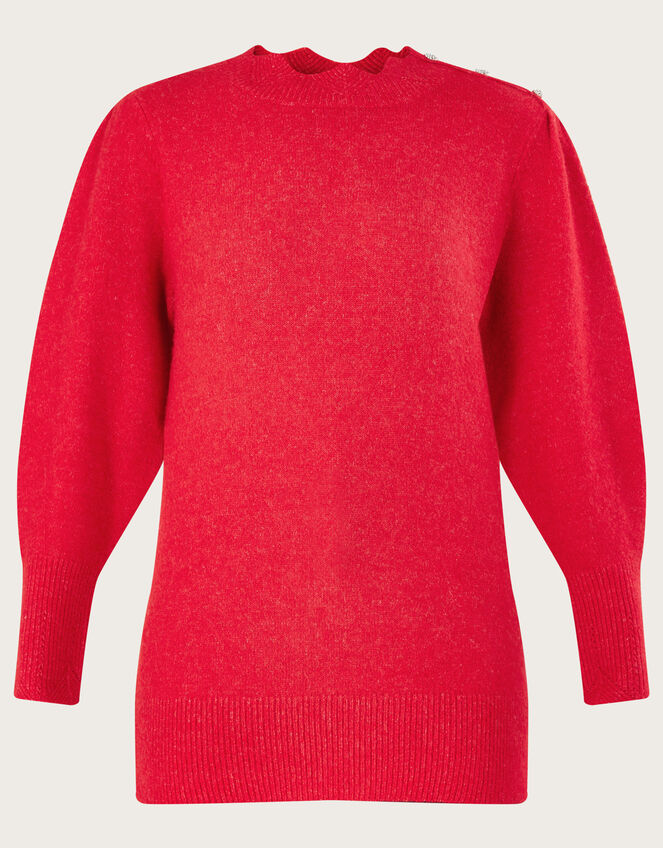 Scallop Collar Stitch Jumper with Recycled Polyester