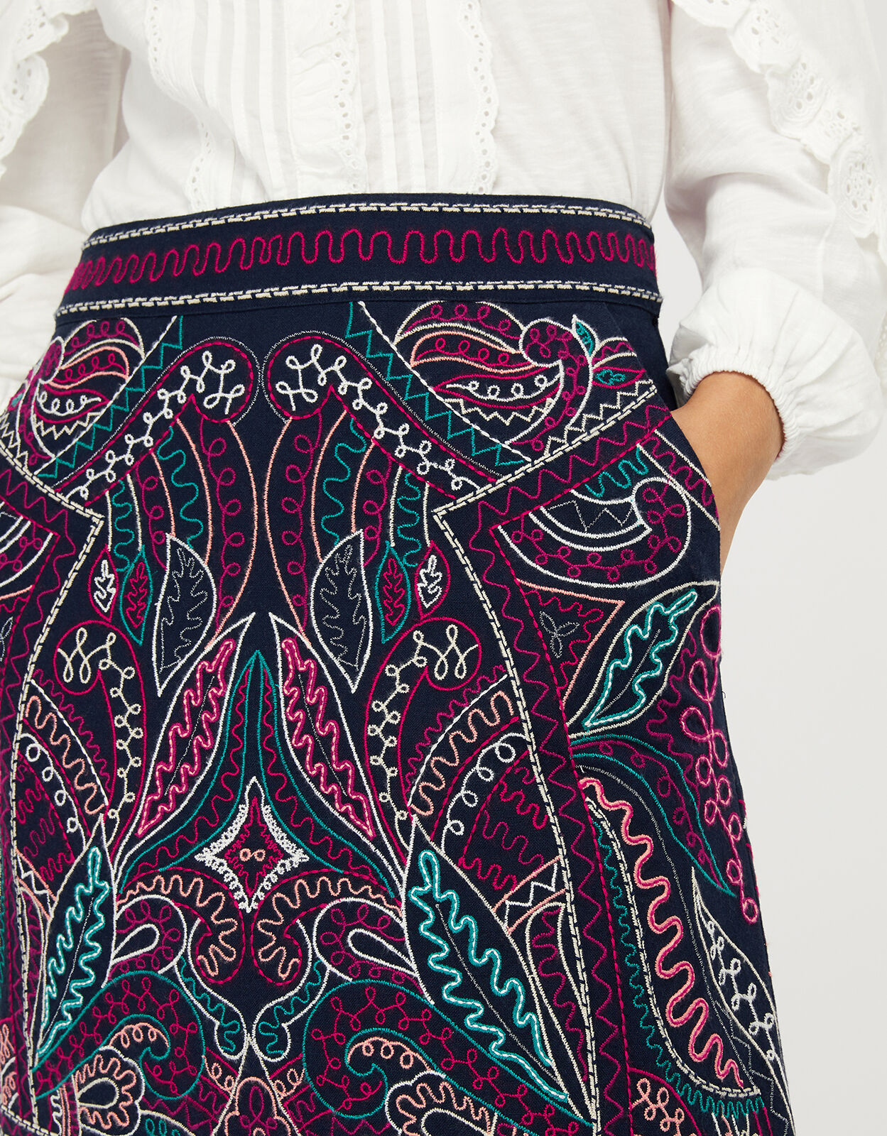 Emmy Embroidered Mini Skirt in Organic 