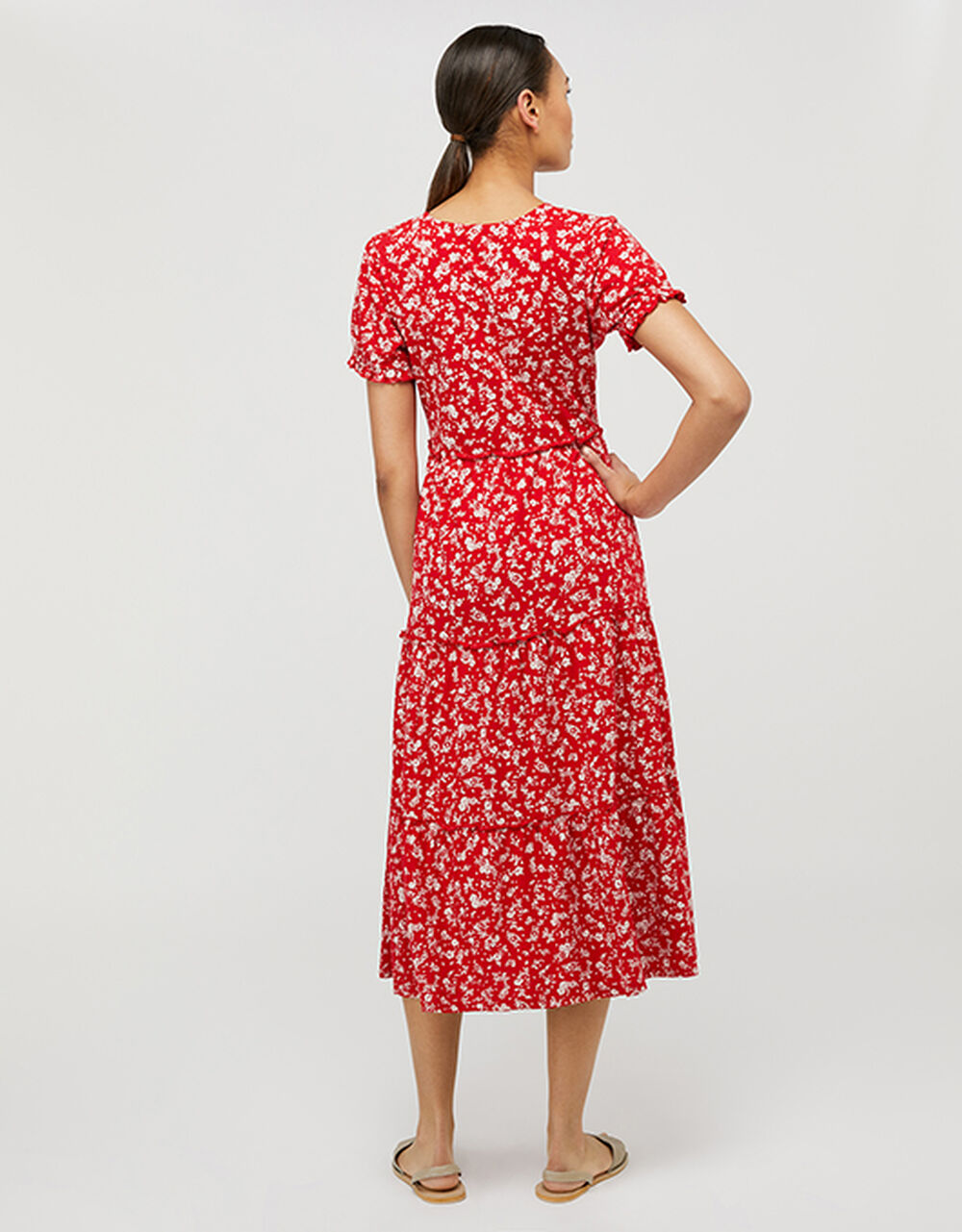 Natty Ditsy Floral Midi Dress Red | Day Dresses | Monsoon UK.