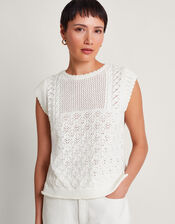 Sofia Stitch Knitted Vest, Ivory (IVORY), large