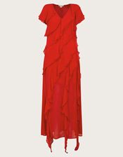 Renata Ruffle Maxi Dress, Red (RED), large