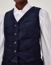 Ada Cord Waistcoat , Blue (MIDNIGHT), large