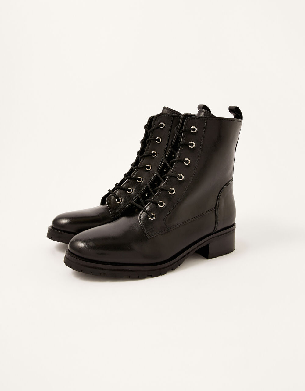 Letty Leather Lace-Up Biker Boots Black | Shoes & Boots | Monsoon UK.