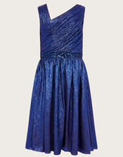 Abigail Metallic Drape Sequin Dress, Blue (NAVY), large