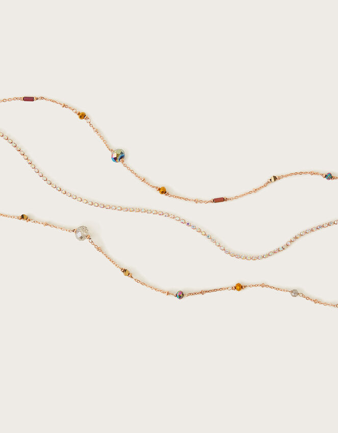 Long Beaded Multi Row Necklace, , large