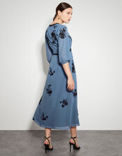 Tessa V-Neck Floral Midi Dress, Blue (BLUE), large