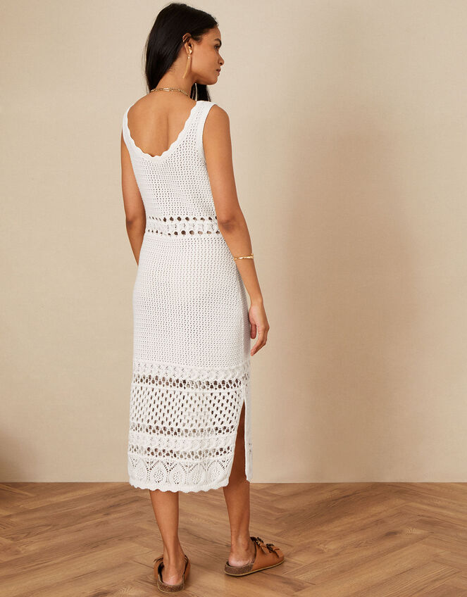 Cotton Crochet Stitch Dress, Ivory (IVORY), large