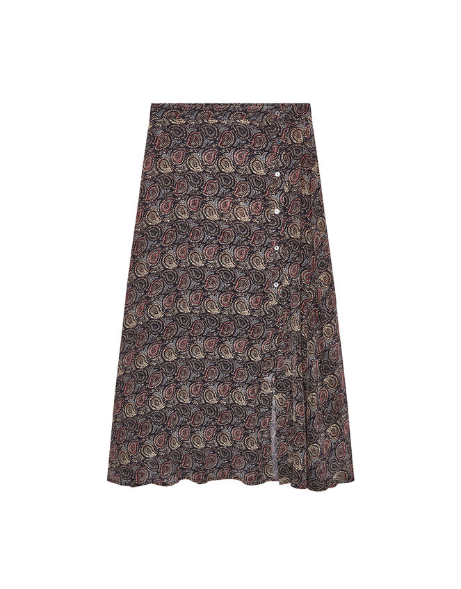 Maison Hotel Paisley Printed Midi Skirt, Blue (NAVY), large