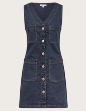 Pia Denim Pinafore Mini Dress, Blue (INDIGO), large