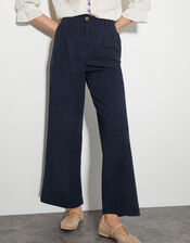 Samira Corduroy Wide Leg Trousers, Blue (NAVY), large