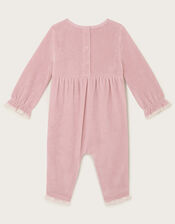 Newborn Shirred Velour Romper, Pink (PINK), large