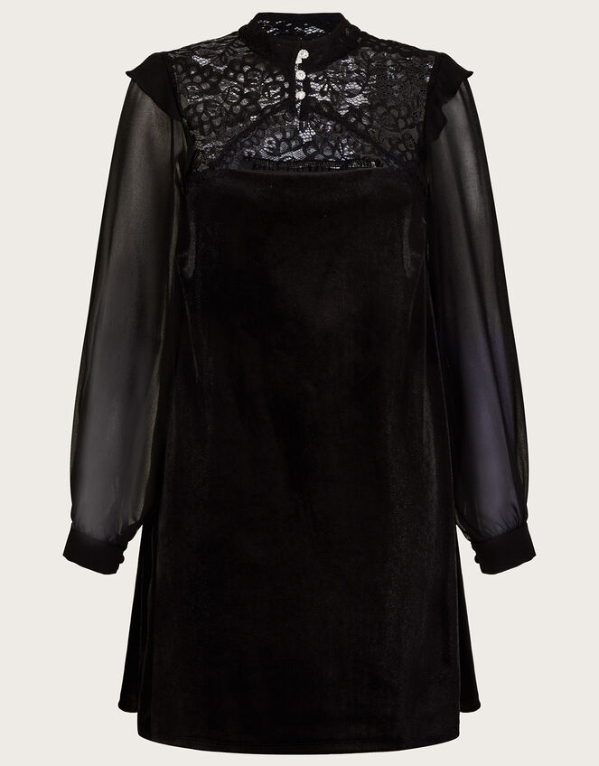 Val Victoriana Velvet Tunic Dress, Black (BLACK), large