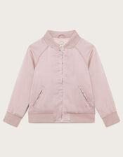 Textured Satin Bomber Jacket, Pink (PALE PINK), large