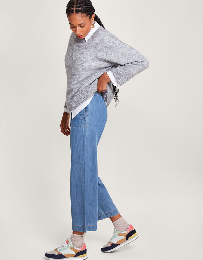 Harper Crop Wide Leg Pull-On Jeans Regular Length Blue | Trousers ...