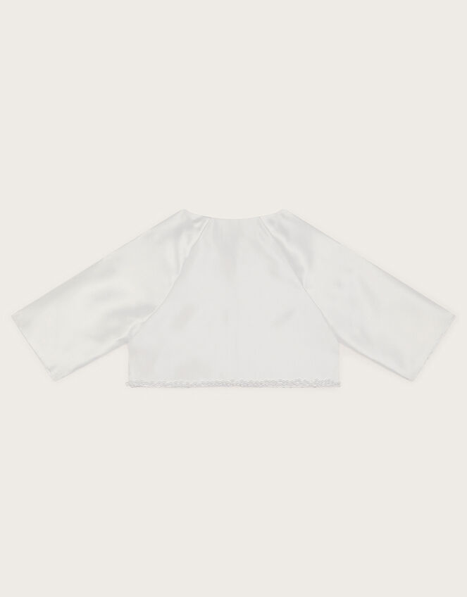 Pearl Trim Communion Jacket, White (WHITE), large