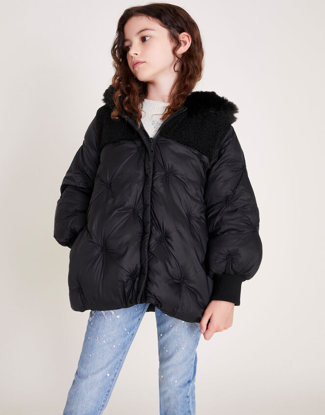 Chester Quilted Borg Coat, Black (BLACK), large