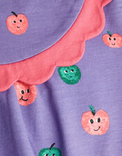 Happy Apples Scallop Sweatshirt, Purple (PURPLE), large