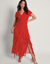 Renata Ruffle Maxi Dress, Red (RED), large