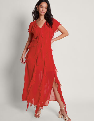 Renata Ruffle Maxi Dress, Red (RED), large