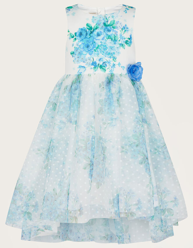 Heidi Scuba Tulle Print Dress Blue