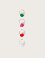 4-Pack Tinsel Pom-Pom Hair Bands, , large