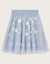 Andrea Embroidered Tulle Skirt, Blue (PALE BLUE), large