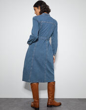 Izzy Long Sleeve Denim Zip Midi Dress, Blue (DENIM BLUE), large