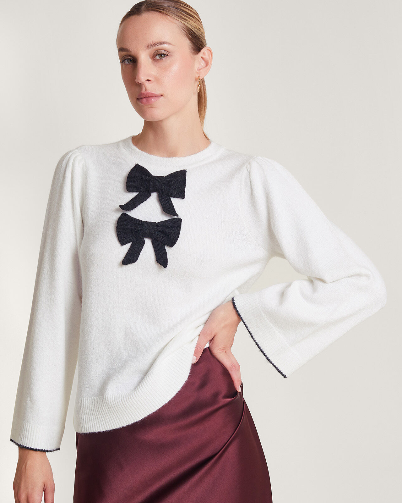 Bailey Bow Jumper Ivory