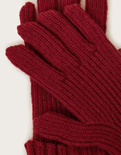 Maddy Chunky Knit Gloves, Red (BURGUNDY), large