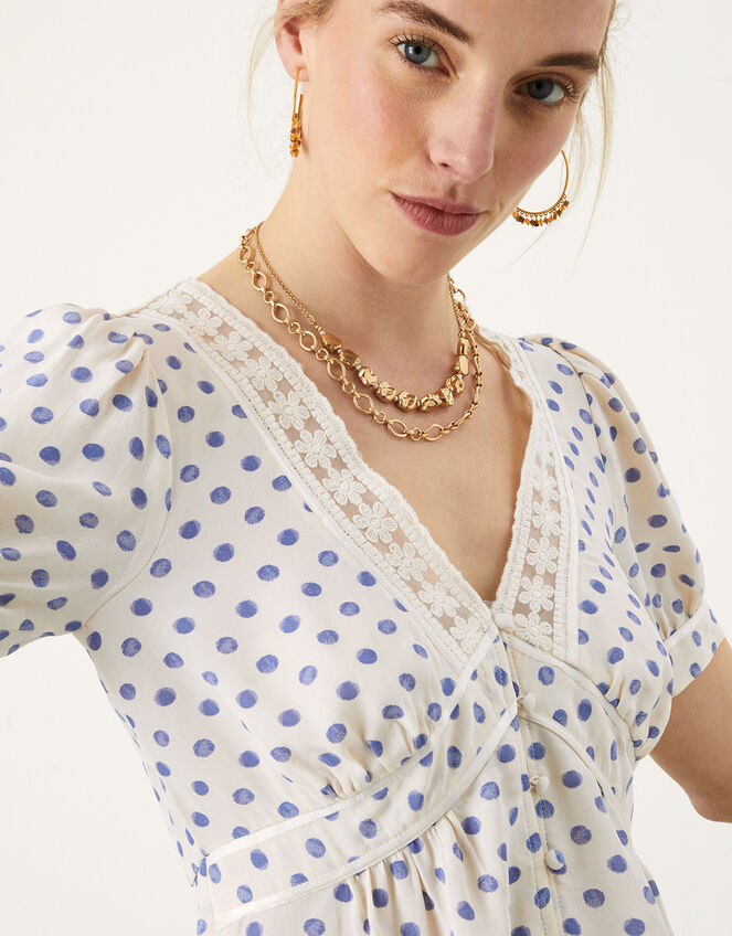 Patsy Spot Print Tea Top in Sustainable Viscose Ivory