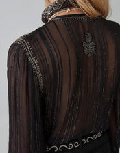 Kate Metallic Embroidered Blouse, Black (BLACK), large