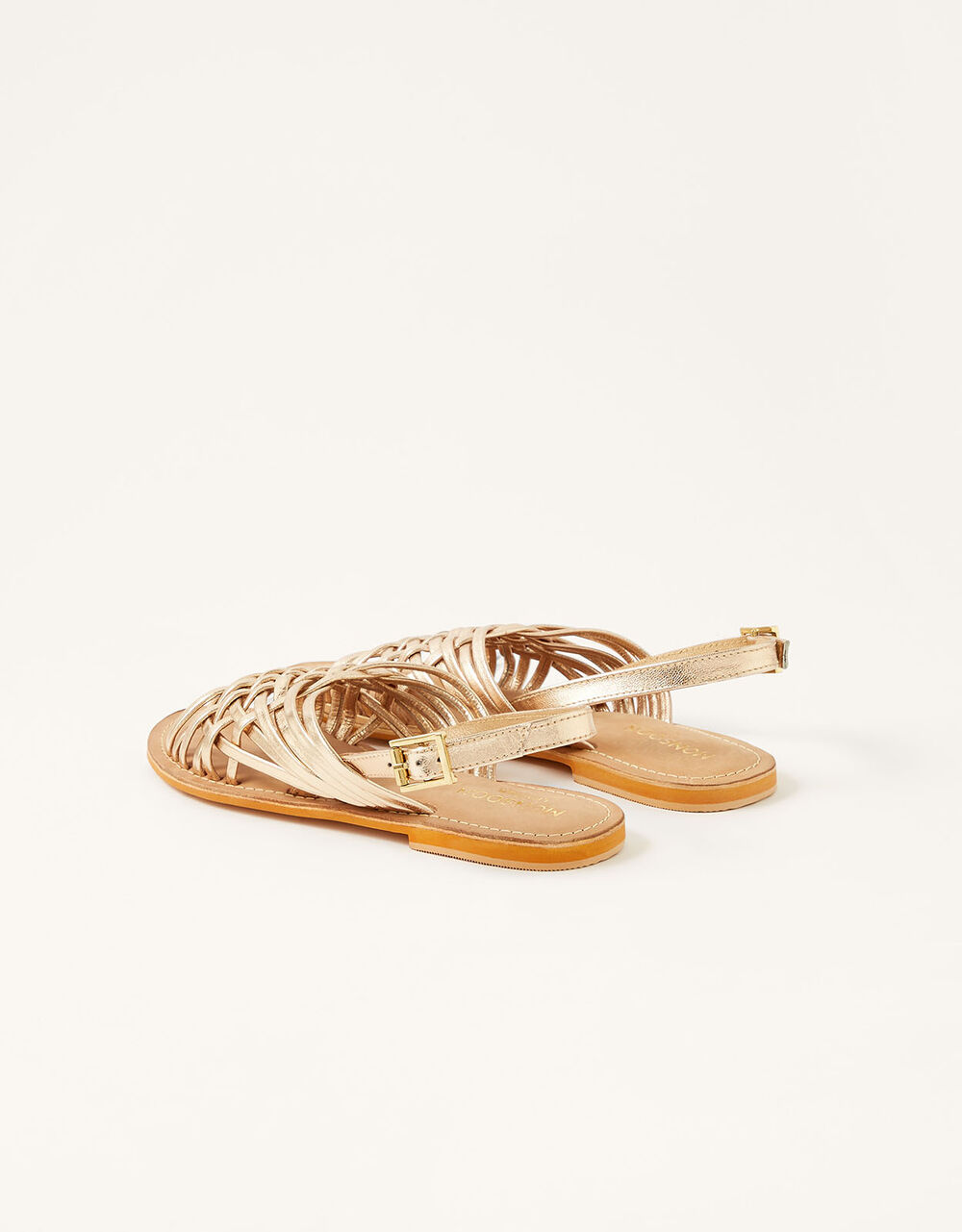Metallic Weave Leather Sandals Gold