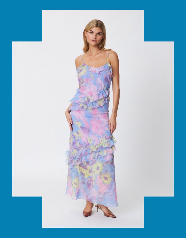 Crās Sleeveless Tie Dye Textured Maxi Dress, Purple (LILAC), large