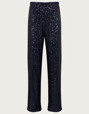 All-Over Sequin Trousers, Blue (NAVY), large