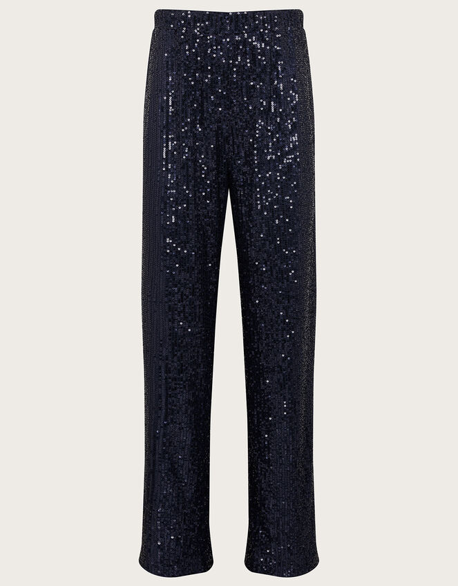 All-Over Sequin Trousers, Blue (NAVY), large